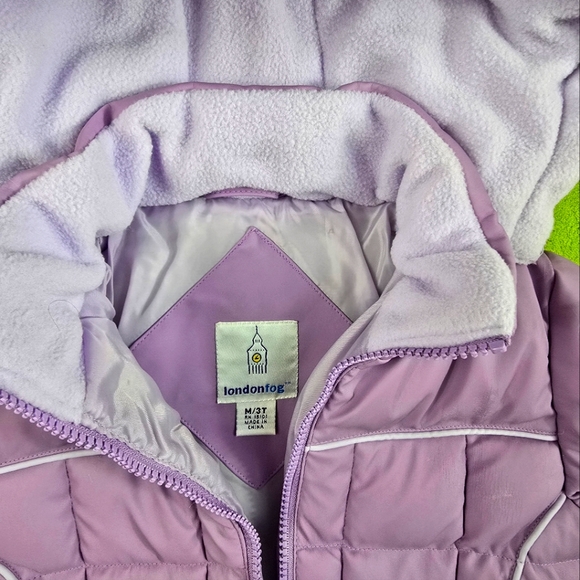 NWT 3T Girls Jacket Warm Purple Londonfog removable hood - Picture 2 of 4